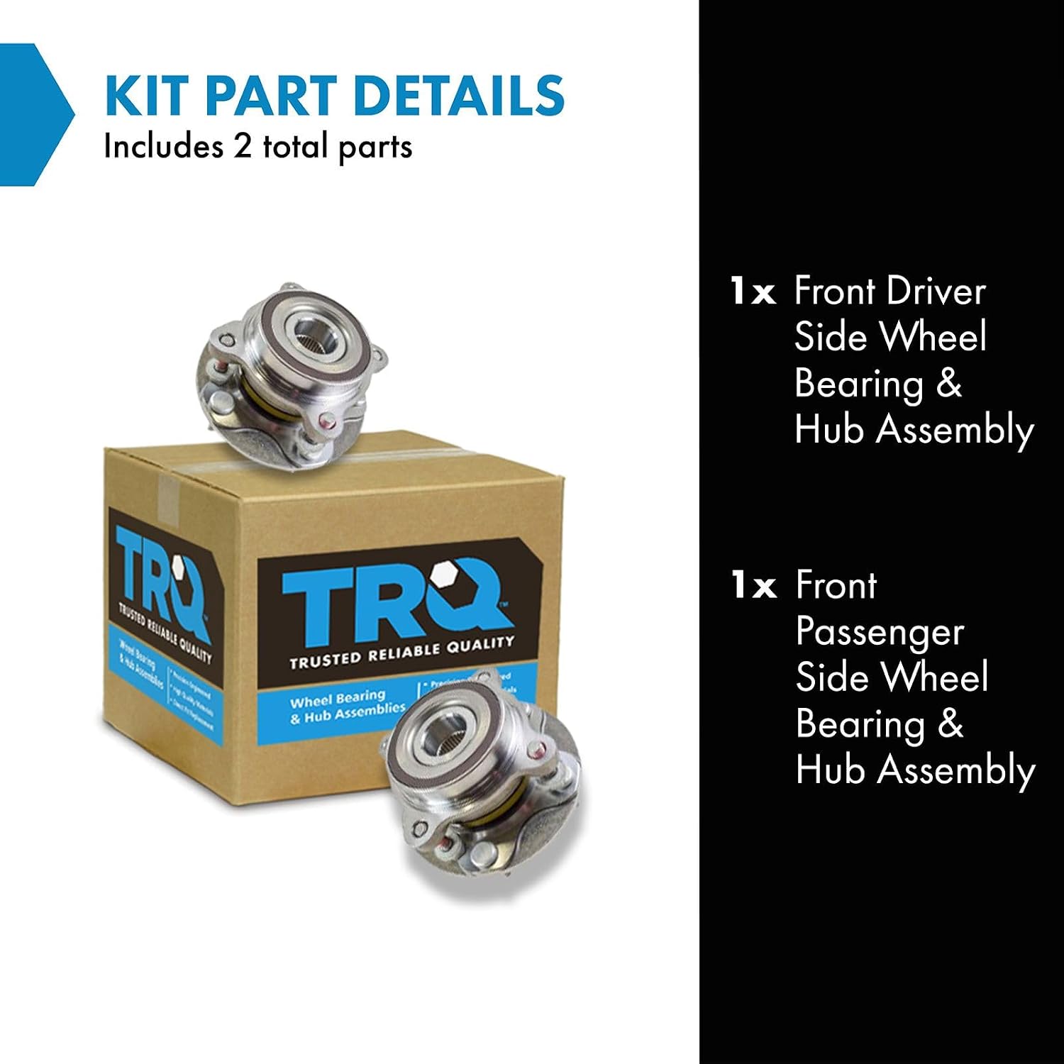 TRQ Front Left and Right Wheel Bearing and Hub Assembly 2 Piece Set for 4 Wheel Drive Models ONLY Compatible with 2007-2021 Toyota Tundra 4X4 2008-2022 Sequoia 4WD