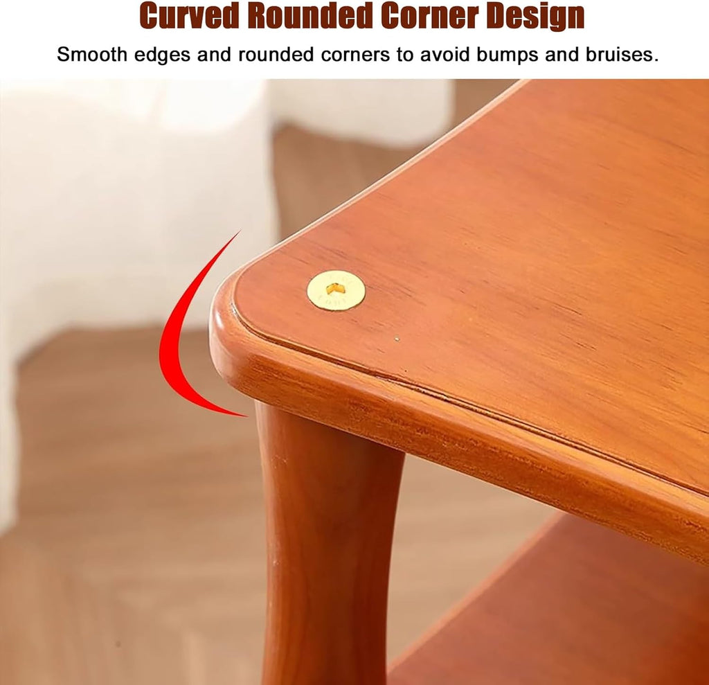 HOFSSI Open Audio Rack/Record Player Stand with Shock Absorbing Feet, Wooden Stereo Cabinet Media Stand Corner Shelf, TV Box/WiFi Router/Audio Equipment Organizer, for Home/Office/Theater(1-Tier)
