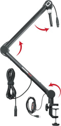 Gator Frameworks Professional Desktop Broadcast/Podcast Microphone Boom Stand with On-Air Indicator Light, Blue,Violet, & Red (GFWMICBCBM4000)