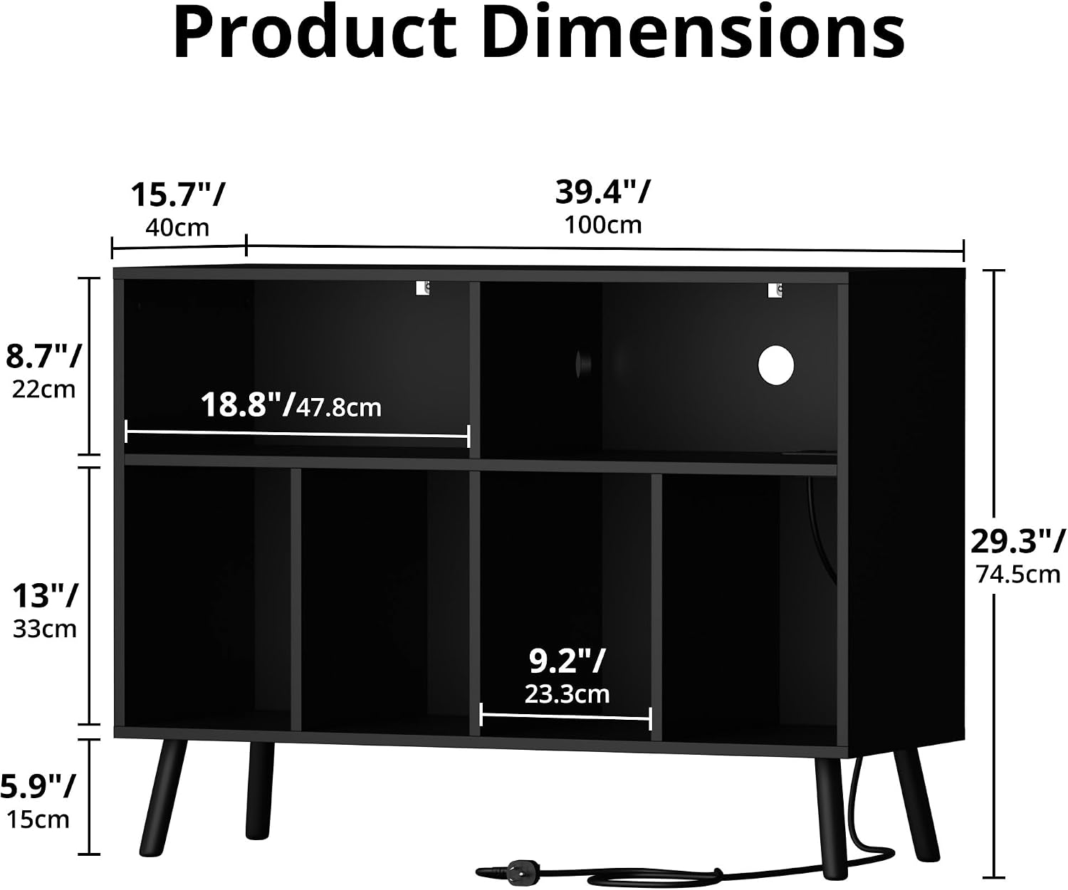 Cozy Castle Record Player Stand with Vinyl Storage Cabinet, Wood Turntable Table Open Shelf Holder Up to 350 Albums Cube Storage Organizer for Living Room, Office, Black