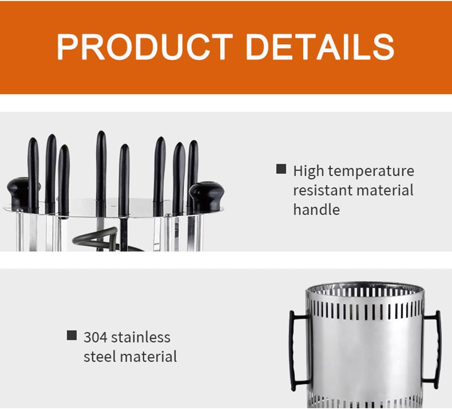 1500W Electric Rotating Vertical Rotisserie Grill,360 Fully Automatic Barbecue Shawarma Machine,w/Oil-Receiving Cup,8 Grilling Forks