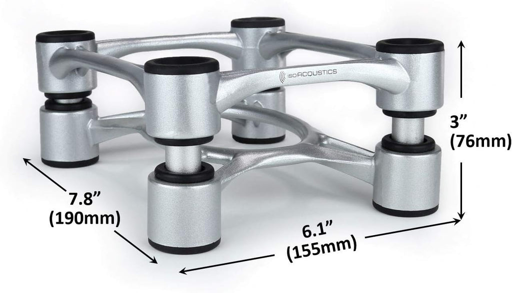 IsoAcoustics Aperta Series Isolation Speaker Stands with Tilt Adjustment: Aperta (6.1' x 7.5') Silver Pair
