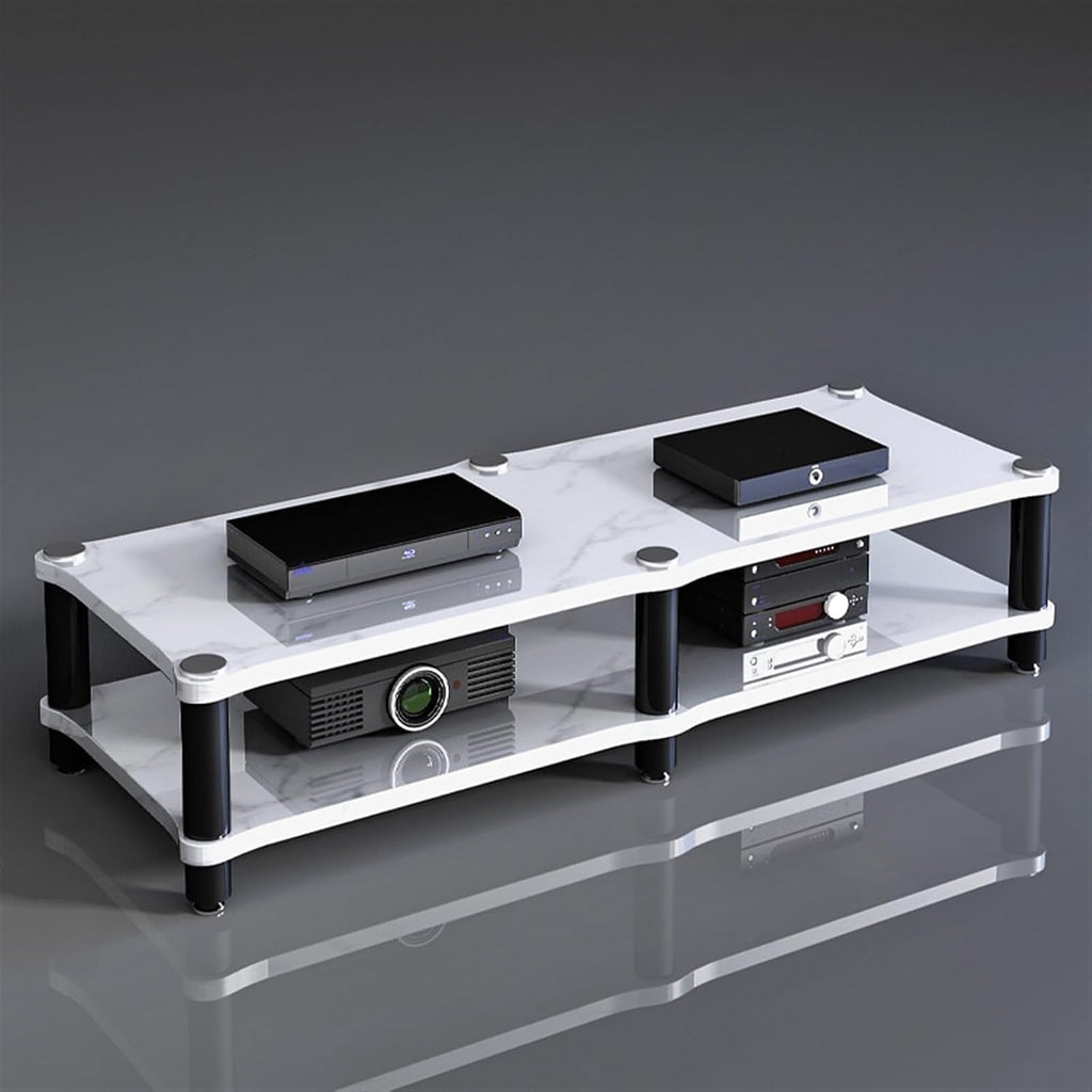Modern Multimedia Stand, 2/3 Layer Corner Entertainment Center/Tv Console with Media Storage for Living Room &Bedroom, Audio Equipment Cabinet,White,2 Tier