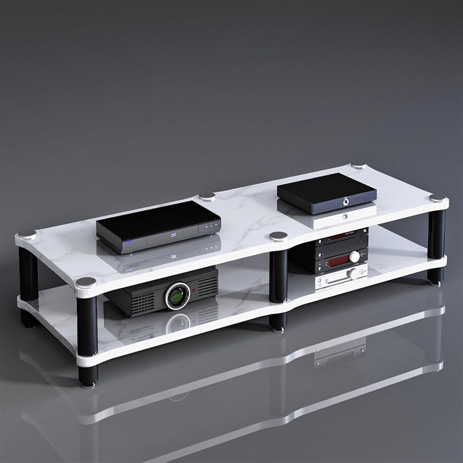 Modern Multimedia Stand, 2/3 Layer Corner Entertainment Center/Tv Console with Media Storage for Living Room &Bedroom, Audio Equipment Cabinet,White,2 Tier