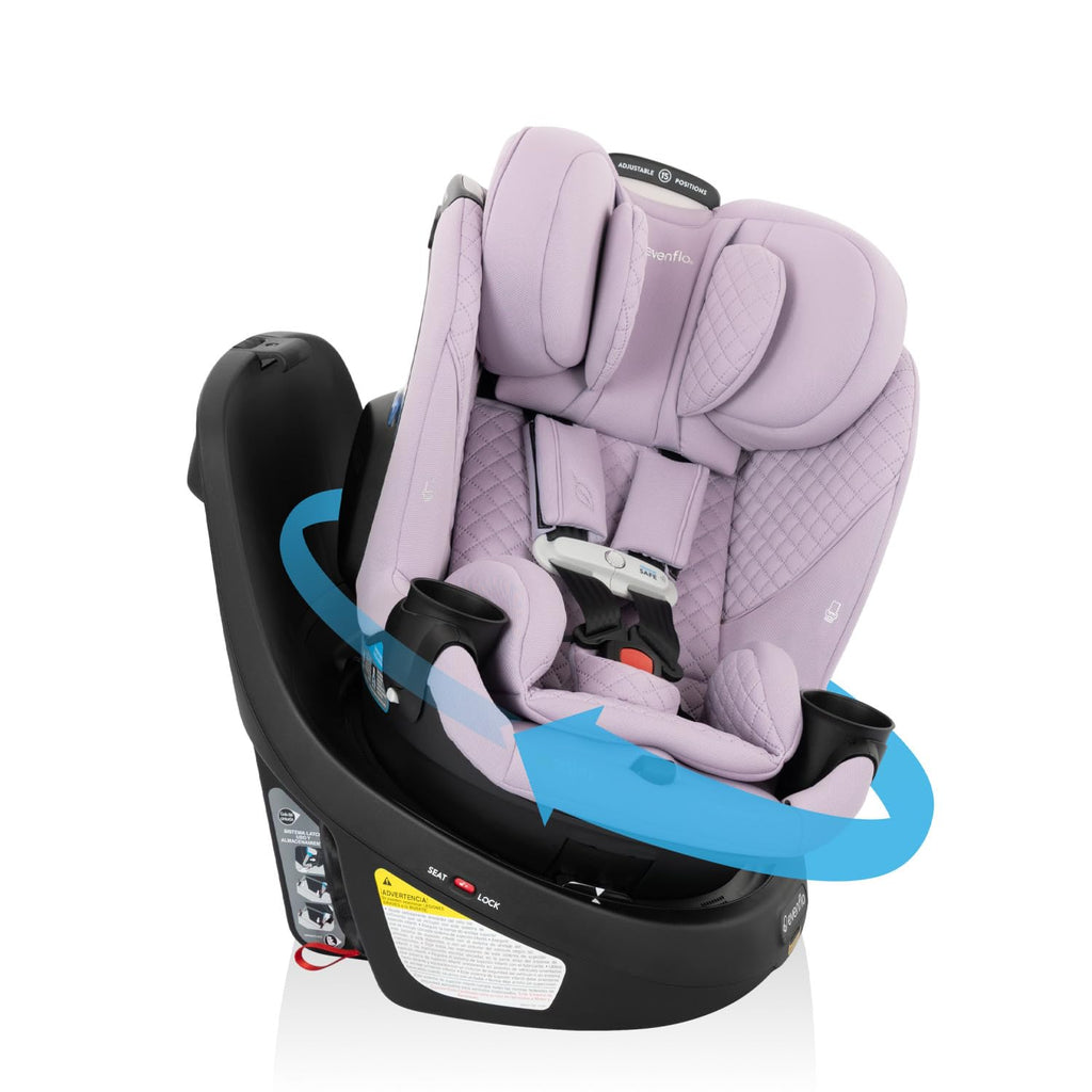 Evenflo Revolve360 Slim 2-in-1 Rotating Car Seat with Green & Gentle Fabric (Agate)