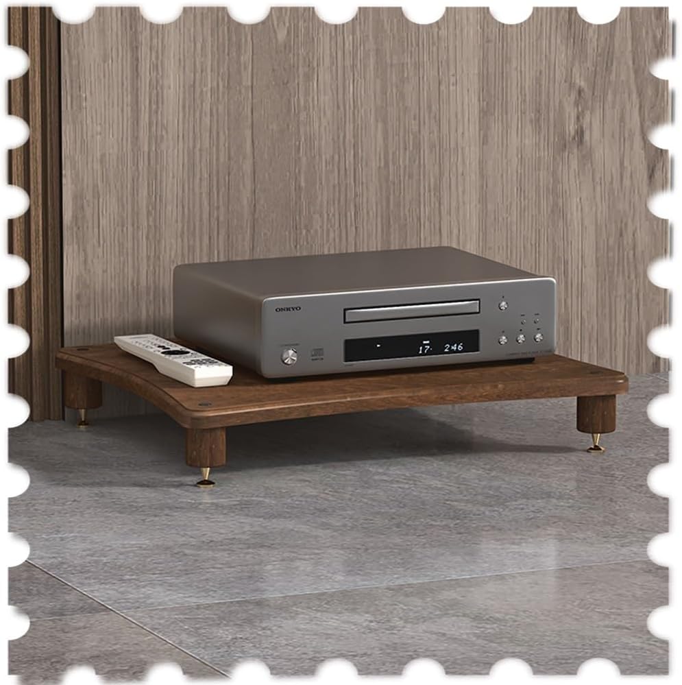 Wooden AV Cabinet 2/3/4 Tier Audio Component Rack Media Storage Stand for HiFi Audio Equipment, Open Stereo Cabinet(Black Walnut,1Tier-10cm Tall)