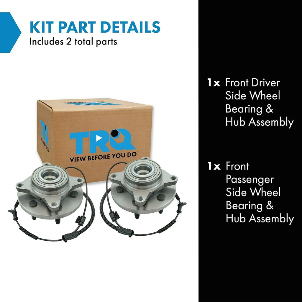 TRQ Front Driver and Passenger Side Wheel Bearing and Hub Assembly Set 2 Piece Compatible with 11-14 Ford F-150 RWD 6 Lug Wheels 11-14 Expedition RWD 11-14 Lincoln Navigator RWD