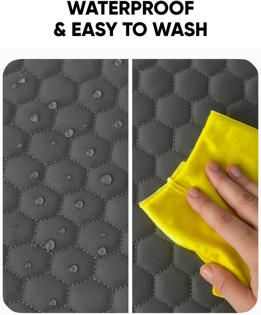 Owleys Set Seat Back Organizer & Car Seat Protector Hexy Waterproof & Non-Slip Protector for Child Car Cushion for Leather and Fabric Seats (Gray 2 pcs)