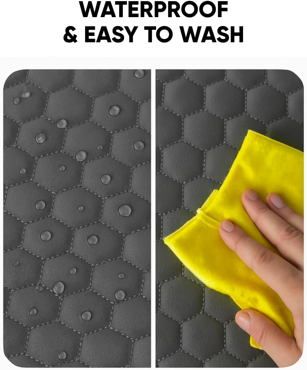 Owleys Set Seat Back Organizer & Car Seat Protector Hexy Waterproof & Non-Slip Protector for Child Car Cushion for Leather and Fabric Seats (Gray Set 2)
