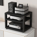 3-Tier Media Stand for Audio Equipment, Modern Stereo Cabinet with Strong Load-Bearing Steel Frame, Compact Storage Rack for Living Room, Black (50x35x35.5cm)