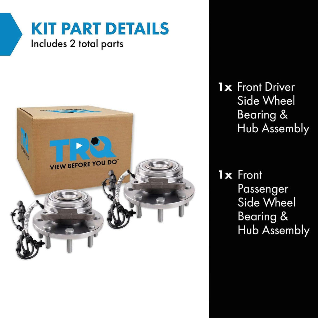 TRQ Front Left and Right Wheel Bearing and Hub Assembly 2 Piece Set Compatible with 2019-2024 Ram 2500 Ram 3500