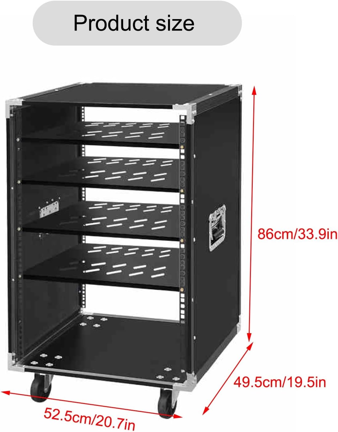 Stereo Cabinet, AV Cabinet with Glass Doors, Stereo Audio Rack Stand Tower, Black 5-Tier Stereo Cabinet with Adjustable Shelves, for Meeting, Living, Recording Room
