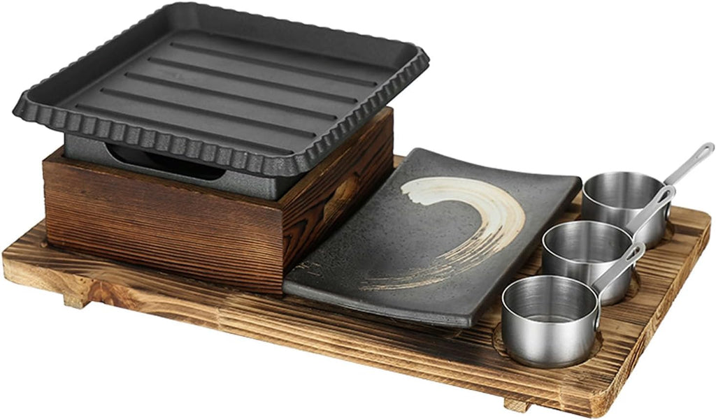 Portable BBQ Grill Korean Japanese Tabletop Barbecue Grill Charcoal BBQ Oven Alcohol Stove for Indoor Dining Table, Camping,C