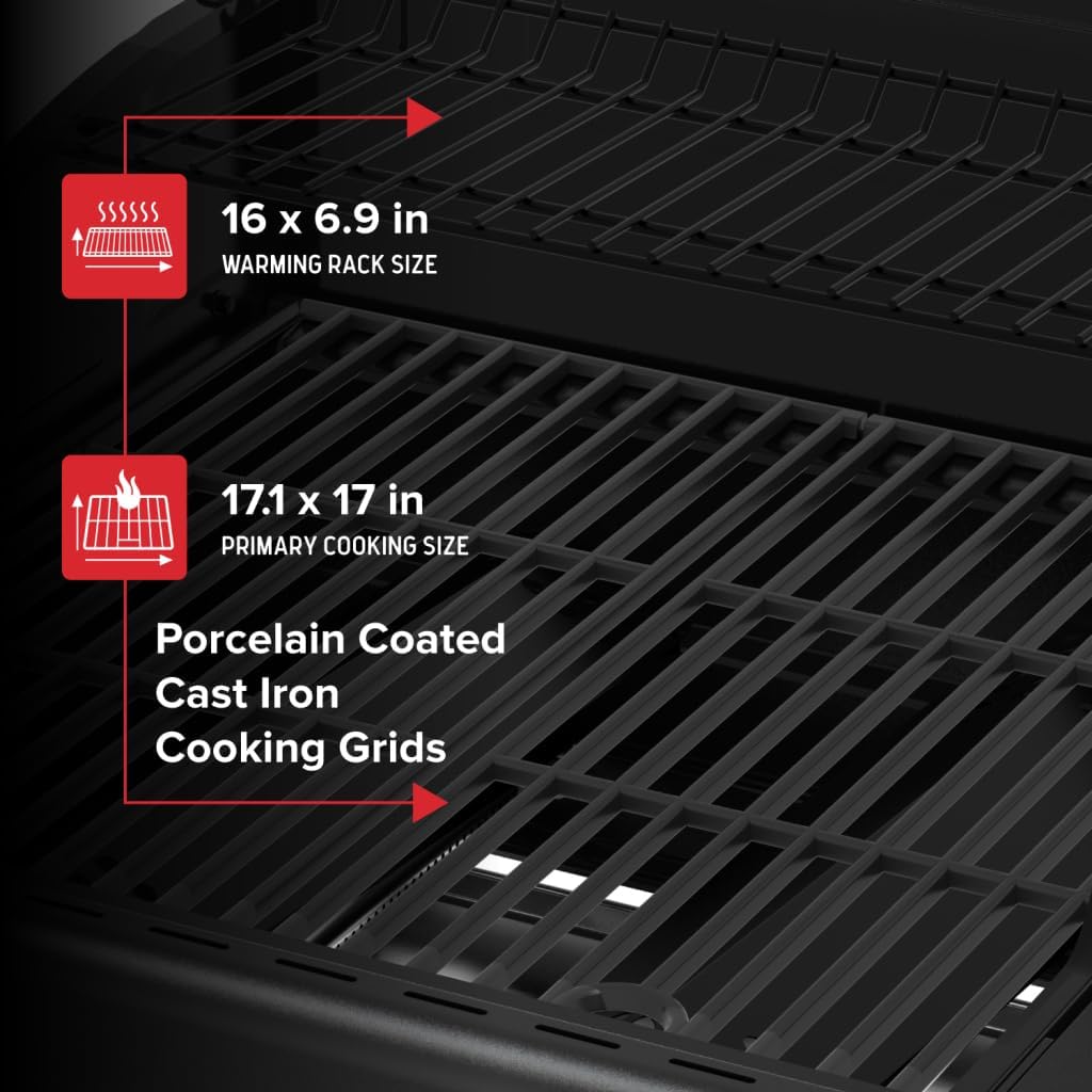 Nexgrill Deluxe 2-Burner Gas Grill with 401 SQ In Grate, 28000 BTUs, Heavy Duty Steel Frame & Foldable Side Table, Propane BBQ Grill for Outdoor Cooking, Patios, Backyards and More - 720-0864RD