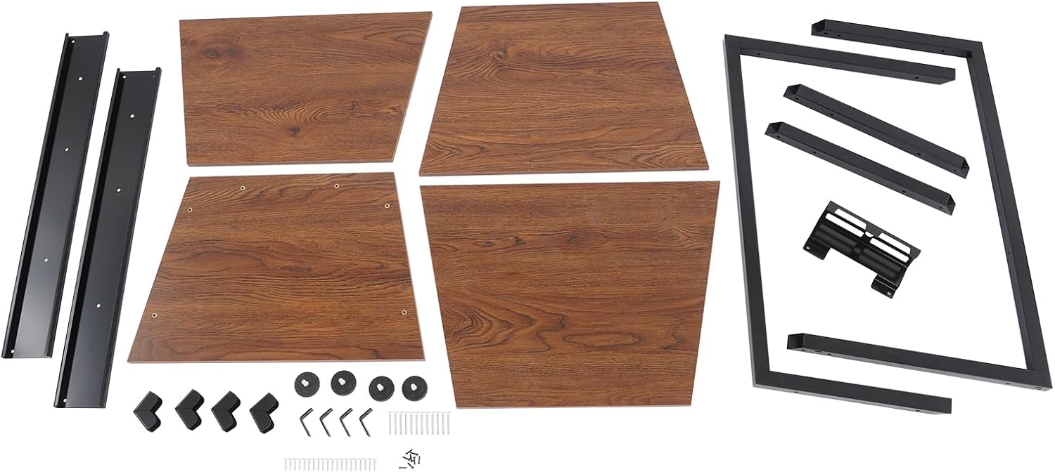 4-Tier AV Media Stand, Corner Shelf Stereo Audio Rack Stand with Adjustable Shelves, 110 lbs Total Capacity, Perfect for Home Theaters, Studios (Brown+Black)