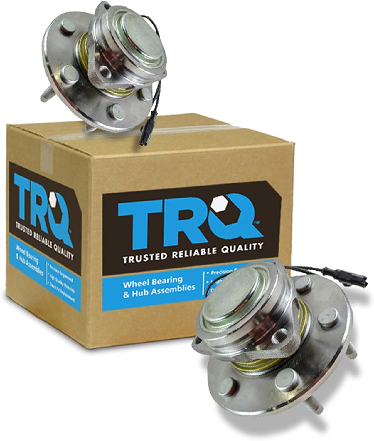 TRQ Front Left and Right Wheel Bearing and Hub Assembly 2 Piece Set for Rear Wheel Drive Models ONLY Compatible with 2007-2013 Chevrolet Silverado/Sierra 1500 2WD 2007-2014 Tahoe/Yukon/Suburban 2WD