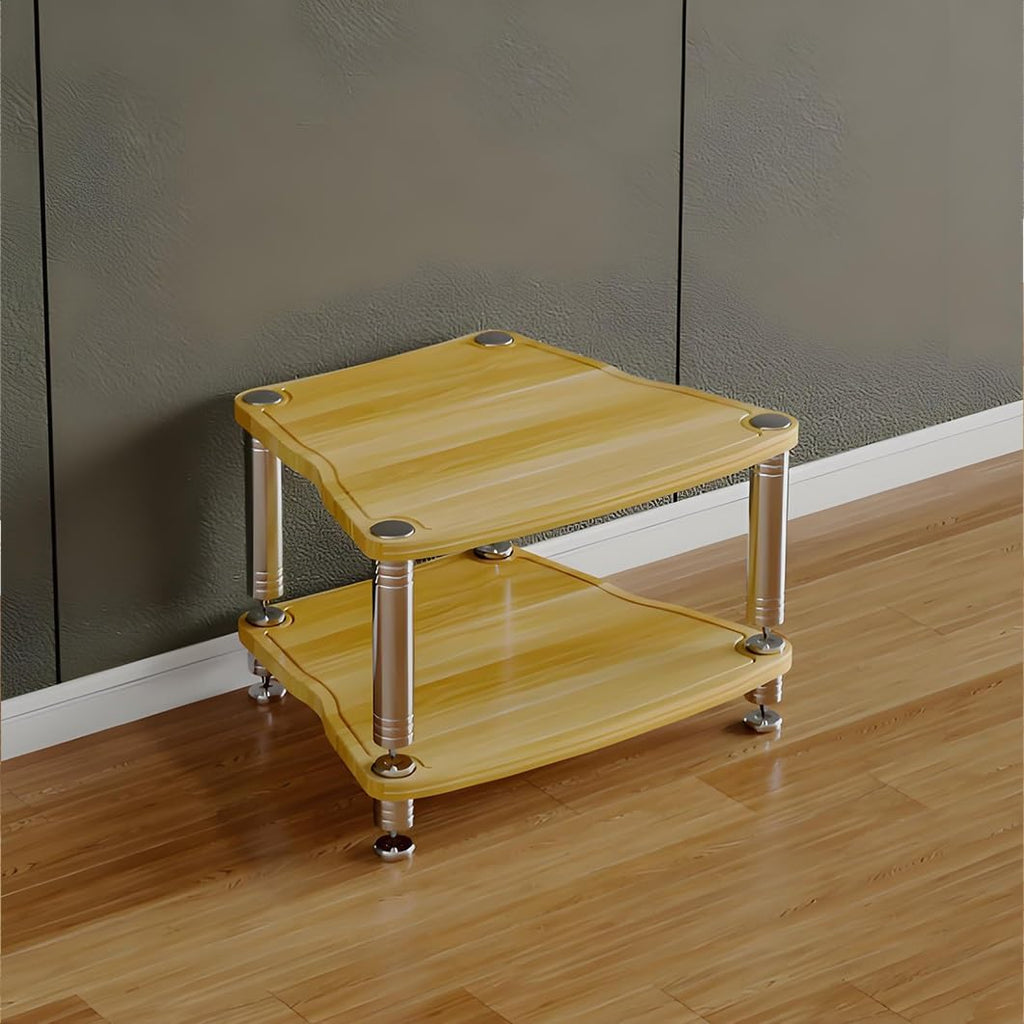 1/2/3/4-layer Media Stand, HiFi Audio Rack, Media Storage Cabinet, MDF Stereo Cabinet, with Shock-Absorbing Feet Power Amplifier Shelf Equipment Cabinet(Wood Color,25.5'x26.1'x16.1')