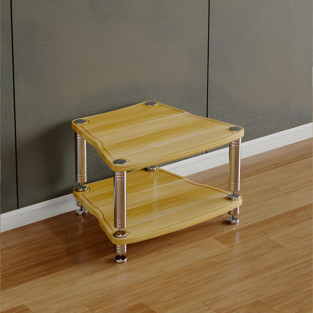1/2/3/4-layer Media Stand, HiFi Audio Rack, Media Storage Cabinet, MDF Stereo Cabinet, with Shock-Absorbing Feet Power Amplifier Shelf Equipment Cabinet(Wood Color,25.5'x26.1'x16.1')
