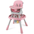 KOTEK 16 in 1 Convertible High Chair, Baby Highchair & Activity Center, Booster Seat, Building Block Table, Toddler Chair with 5-Point Harness, Removable Tray & Cushion (Pink)