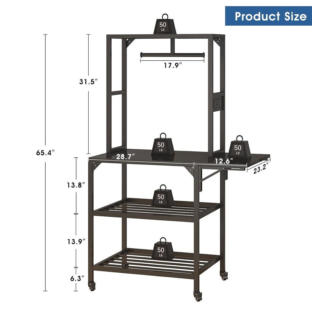 3D Printer Table Stand - 3D Printer Workbench with Filament Storage Rack, T-Shaped Spools Holder Rack and Wheels, for 3D Printing Studio, Home Office Workshop