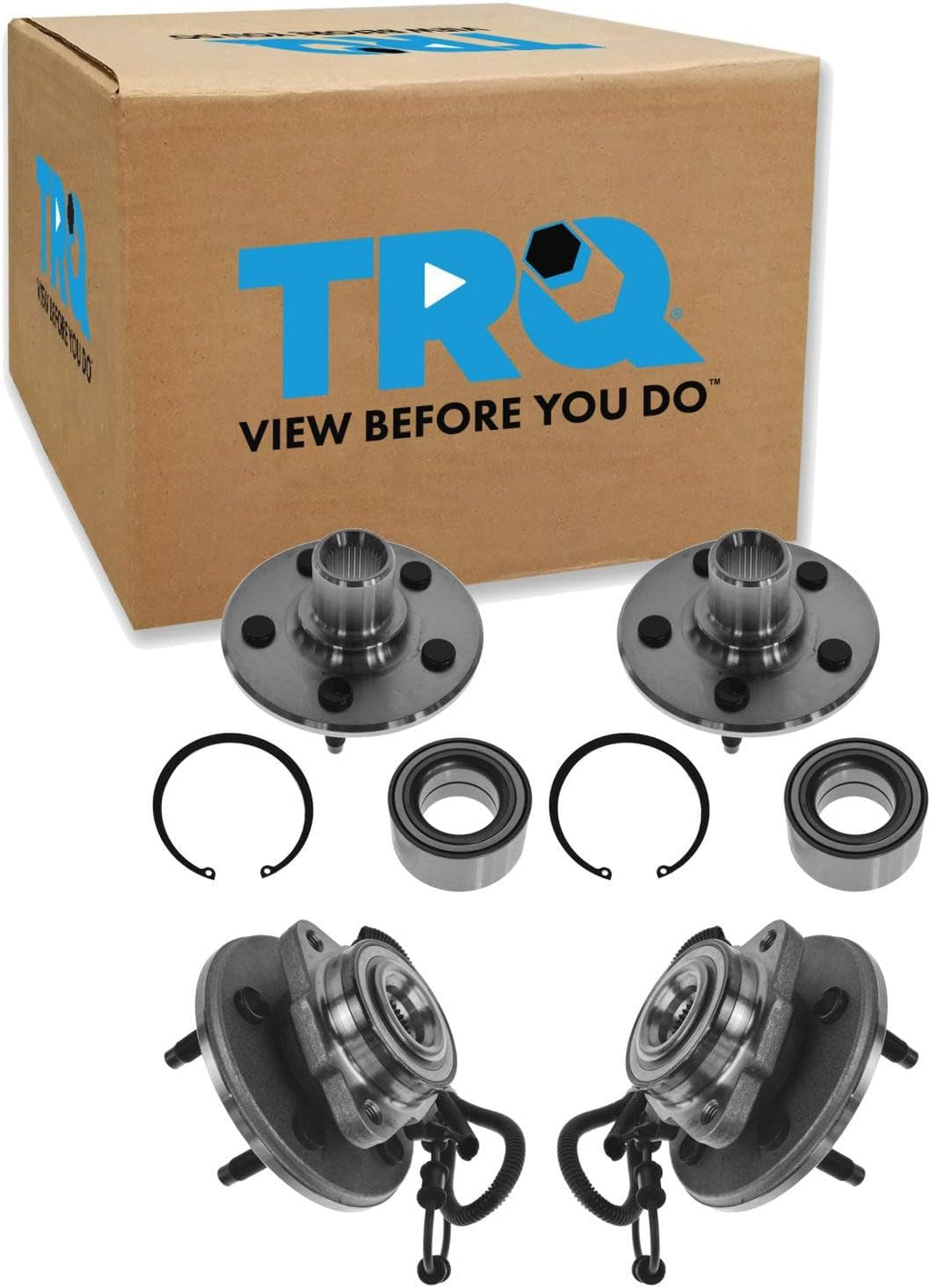 TRQ 2 Piece Front Rear Wheel Bearing & Hub Assembly Set Compatible with 2002-2005 Ford Explorer 2003-2005 Lincoln Aviator Mercury Mountaineer