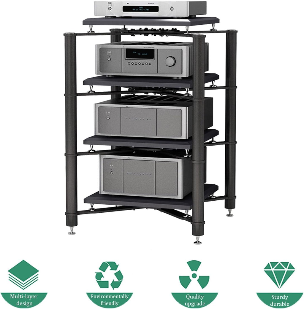 Modern AV Media Stand, Corner Audio Rack, Open Entertainment Center, Metal Frame Storage Cabinet, Shock-Absorbing Video Stand, 1 Tier, Silver, 70x70x15CM, Stylish Home Decor