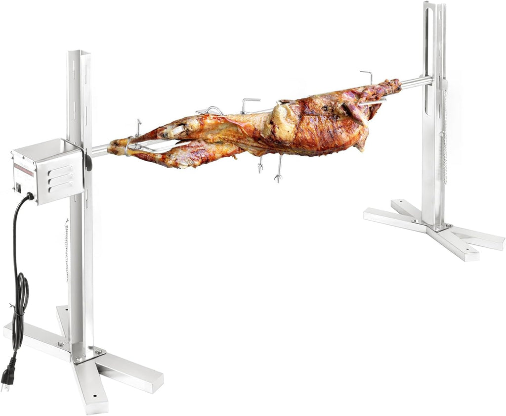 QPMR Rotisserie Grill Kit, 52' Outdoor Electric Stainless Steel Tripod Rotisserie Stand, 90LBS Pig Spit Rotisserie Grill, Height Adjustable BBQ Rotisserie Kit, Pig Rotisserie Hog Lamb Campfire