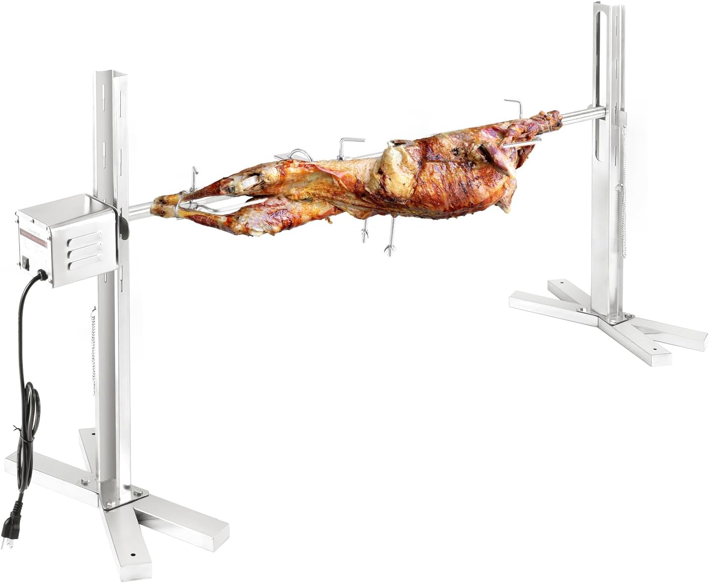 QPMR Rotisserie Grill Kit, 52' Outdoor Electric Stainless Steel Tripod Rotisserie Stand, 90LBS Pig Spit Rotisserie Grill, Height Adjustable BBQ Rotisserie Kit, Pig Rotisserie Hog Lamb Campfire
