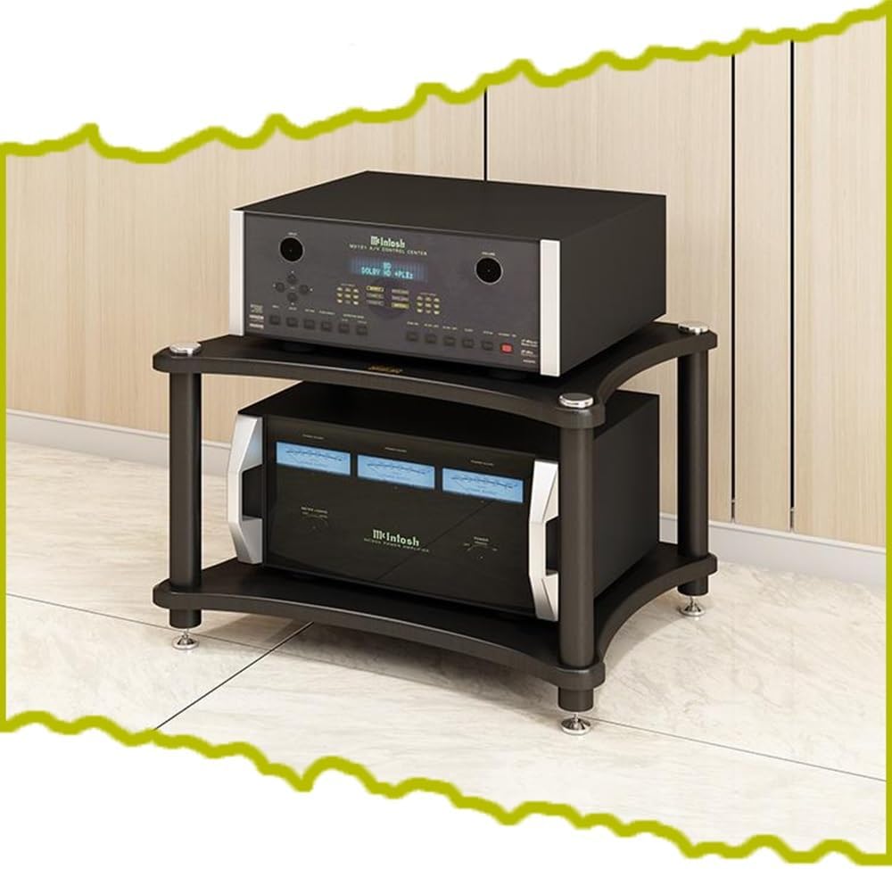 Wood HiFi Racks 24in Stereo Cabinet HiFi Regal Audio Rack Amplifier Rack AV Media Stand Floor-Standing Audio Video Components Cabinet(Black,40cm/15.7in)