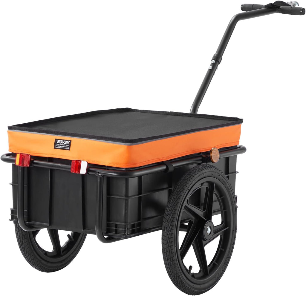 VEVOR Bike Cargo Trailer, 88/100/160 lbs Load Capacity, Heavy-Duty Bicycle Wagon Cart, Foldable Compact Storage with Universal Hitch