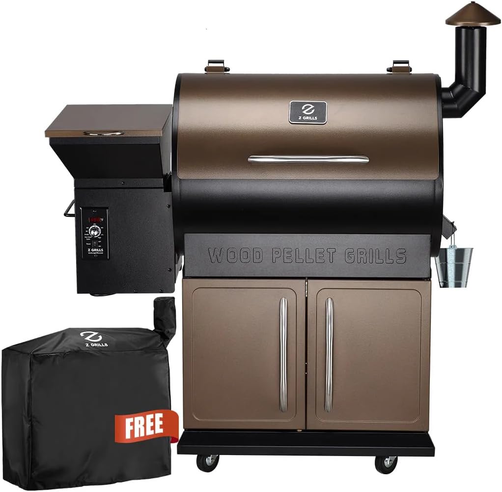 Z GRILLS 2026 Upgrade Wood Pellet Grill Smoker with PID Control, Built-in Storage Cabinet, Rain Cover, 700 sq. in Cooking Area for Outdoor BBQ, Smoke, Bake and Roast