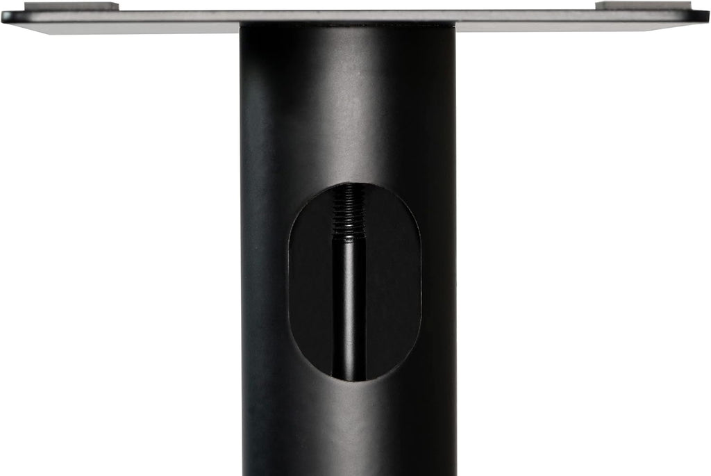 Fluance Floor Speaker Stands for Surround Sound and Bookshelf Speakers with Solid Construction, Adjustable Floor Spikes, Rubber Isolation Feet, Cable Management, Square Base - Matte Black/Pair (SS05S)
