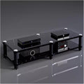 YLLFFLL 120cm Long Media Stand Audio/Video Component Cabinet, Home Stereo Racks and Stands, Heavy Duty Upright Modern Audio Equipment Rack, Open-Ended Modular Unit(Black-#2,2 Tier)