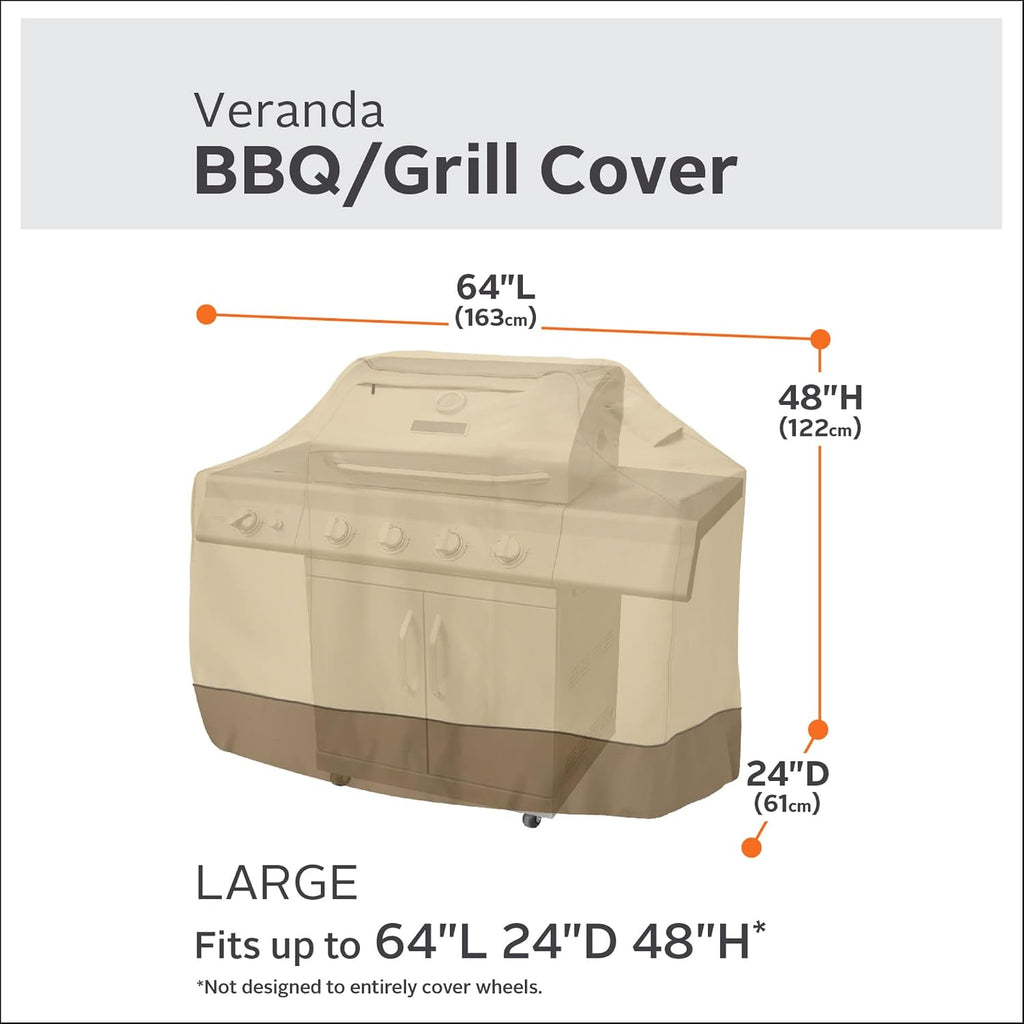 Classic Accessories Veranda Water-Resistant 64 Inch BBQ Grill Cover and 38 Inch Patio Lounge Chair Cover Bundle