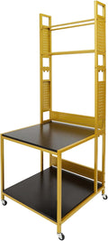 3D Printer Stand with Filaments Storage, 2-Tier 3D Printer Table Cart Desk with Wheels for Workshop Studio Office, 23.6' X 23.6' X 69', 110lbs Capacity (Gold)