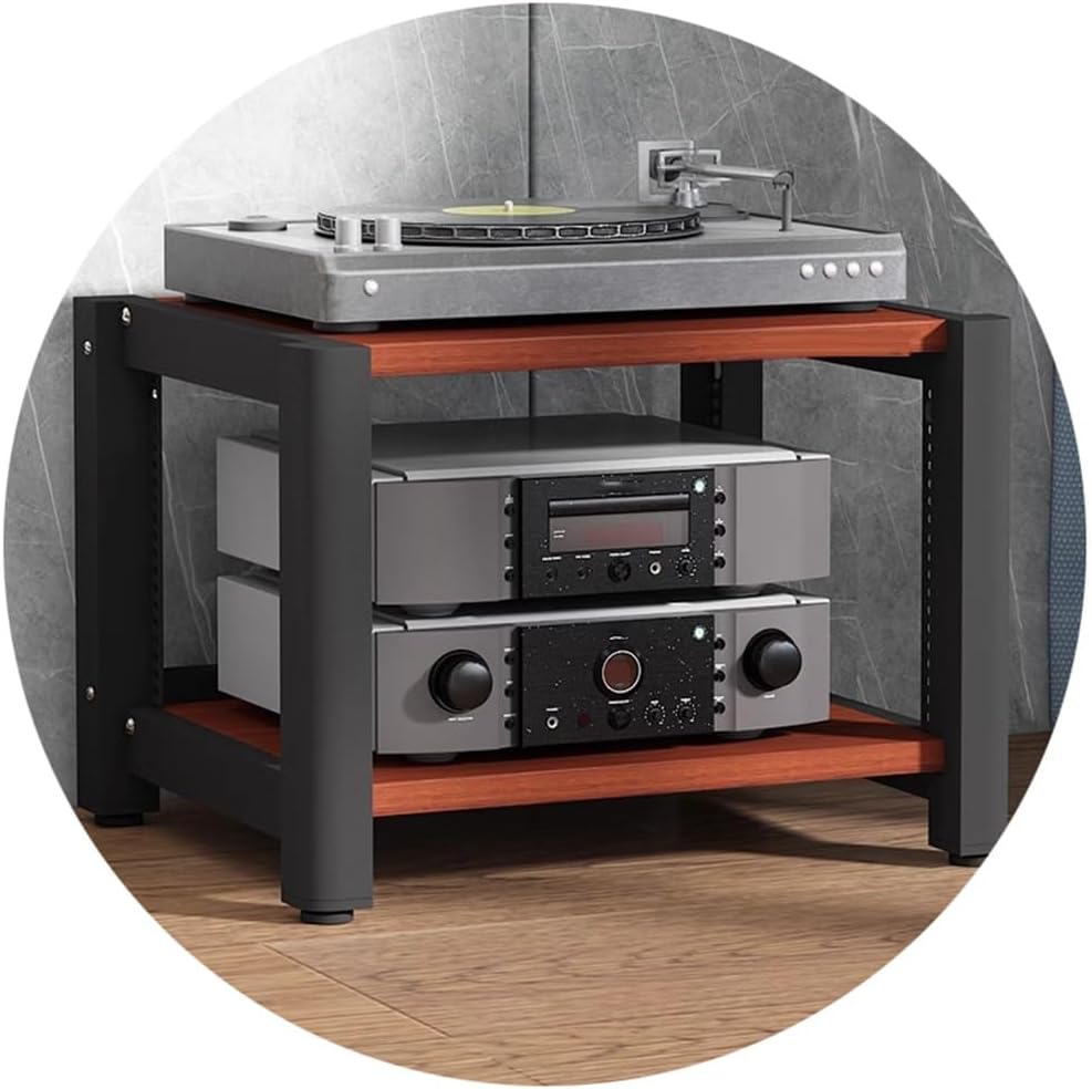 2/3/4 Layer HiFi Audio Cabinet AV Rack TV Stand Record Player Stand Home Entertainment Furniture for Amplifiers & Turntables Sturdy Design Modern Style (Rood 60x50x40cm 2 Tier)