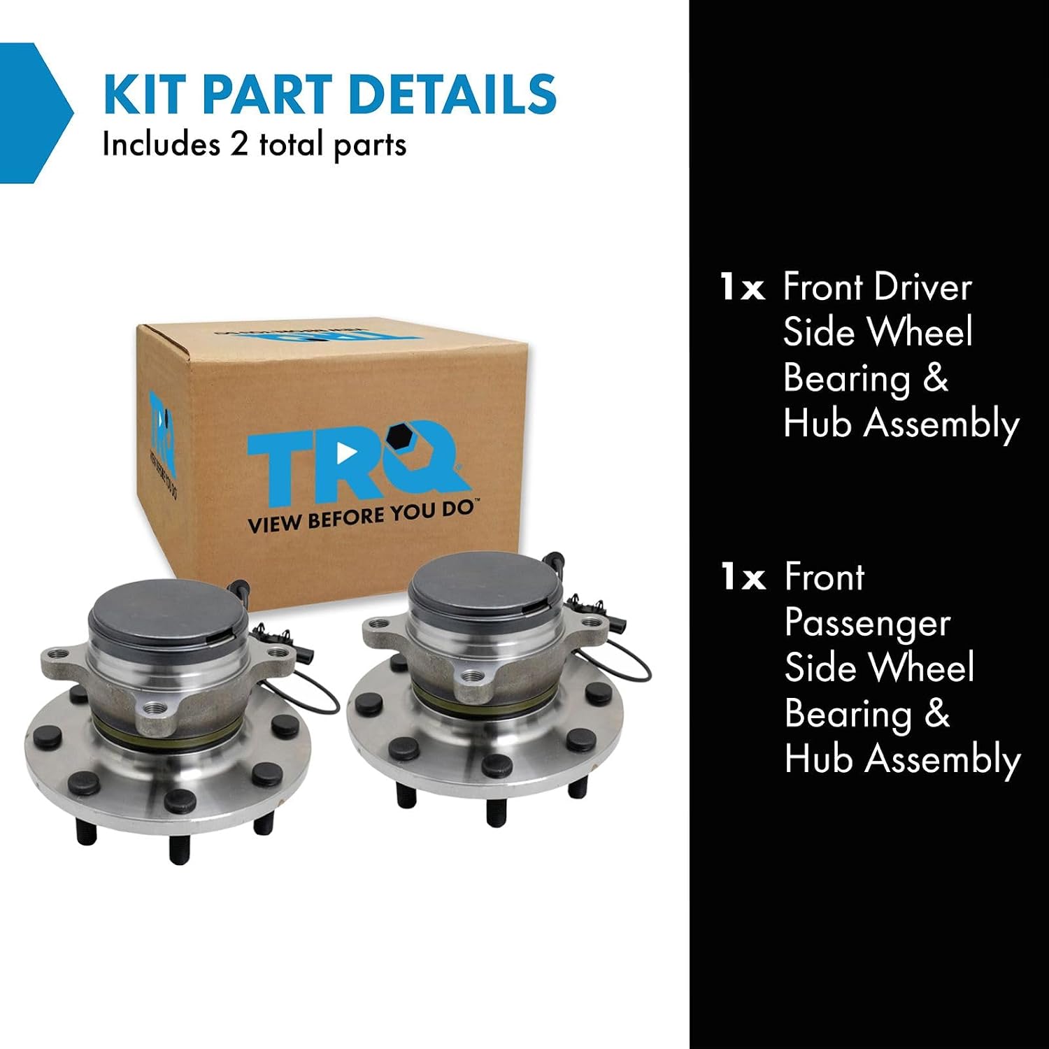 TRQ Front Left and Right Wheel Bearing and Hub Assembly Set 2 Piece Compatible with 2012-2021 Nissan NV1500 2012-2021 NV2500 2012-2021 NV3500