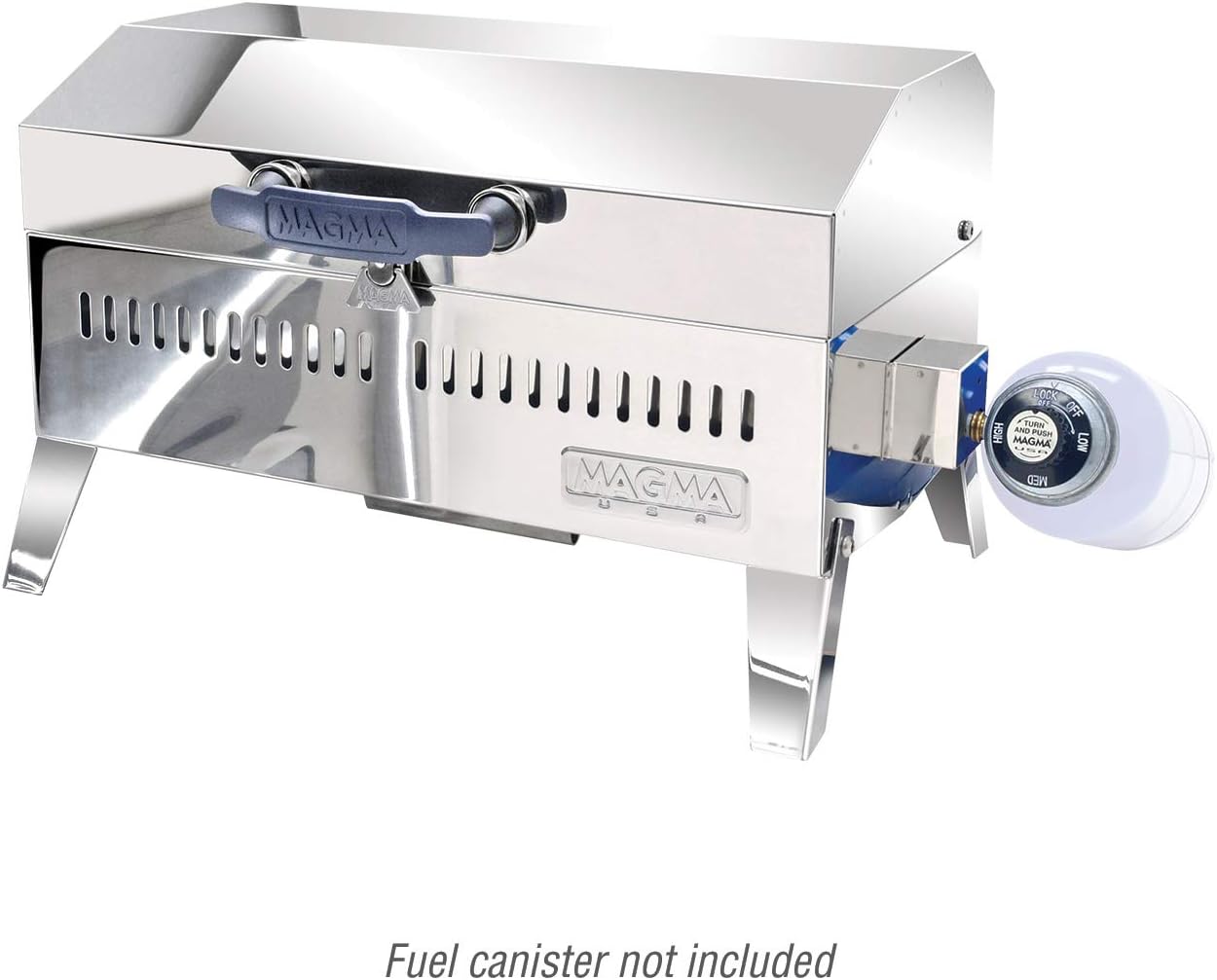 Magma Cabo Grill - Marine-Grade Stainless Steel Barbecue Grill for Boats - Portable Propane Gas with 9'x18' Grilling Surface - Heat-Resistant Handle, Fold-Away Legs - Ideal Boat Accessory