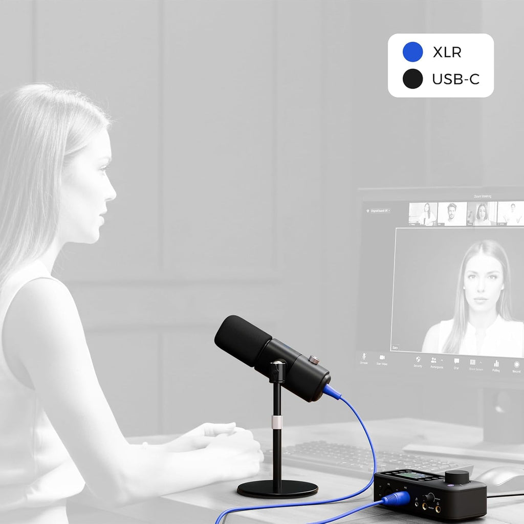 NearStream PodPro Solo Podcast Equipment Bundle with 1 Podcast Microphone, 1 Audio Interface, 1 Mic Boom Arm, 2 XLR Microphone Cable, for Podcast/Livestream/Sound Creation