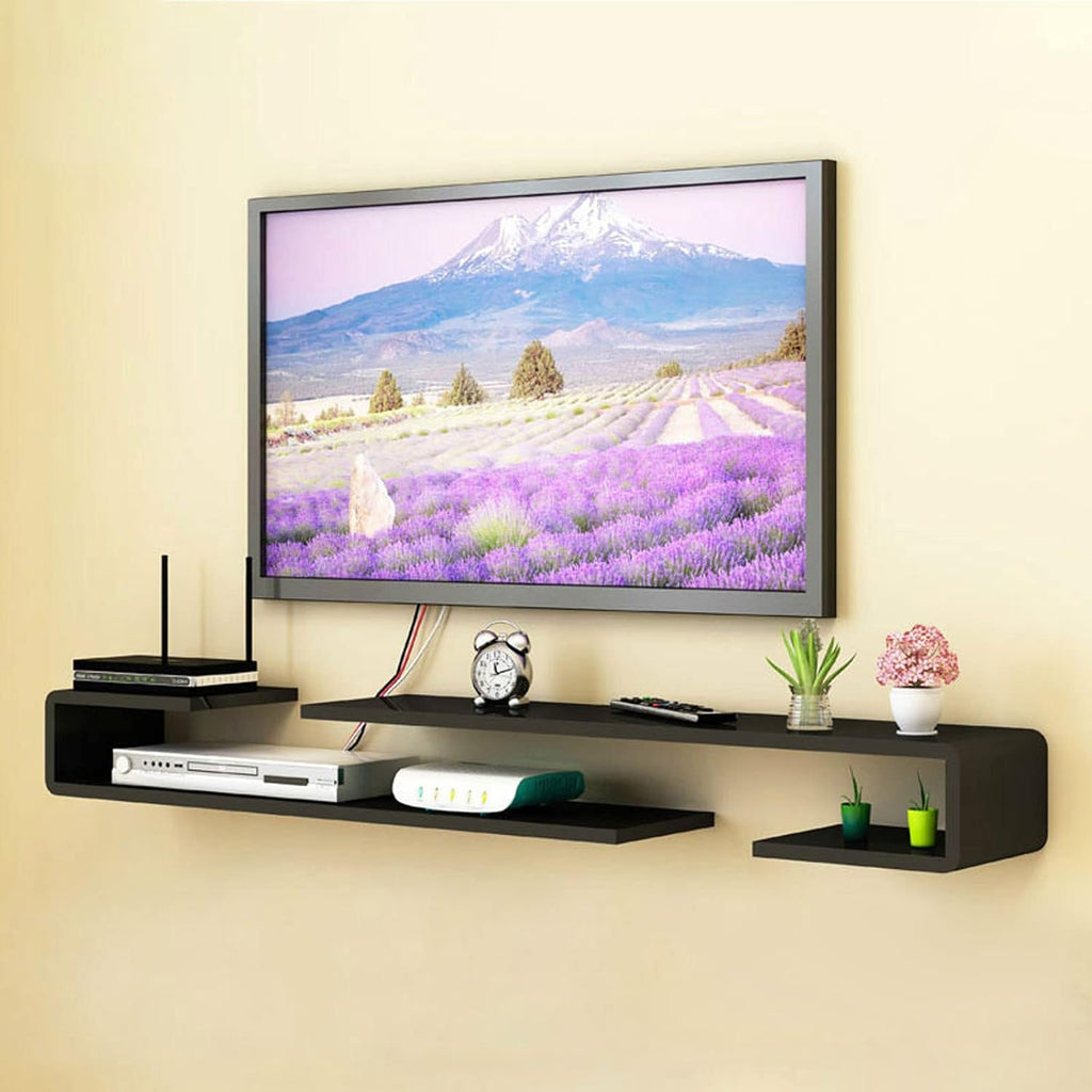 Wall mounted TV Shelf Decorative Wall Display Floating Shelf Wall Shelf TV Stand TV Console Audio-visual Equipment Shelves Set-top box WiFi Router Media Storage Shelf Book Shelf Entertainment Center