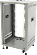 Network Audio Rack with Wheels, Steel Server Rack Cabinet for AV Equipment, Amplifiers, Network Gear, Rolling Universal Rack with Cable Management & Ventilation (Gray, 18U)