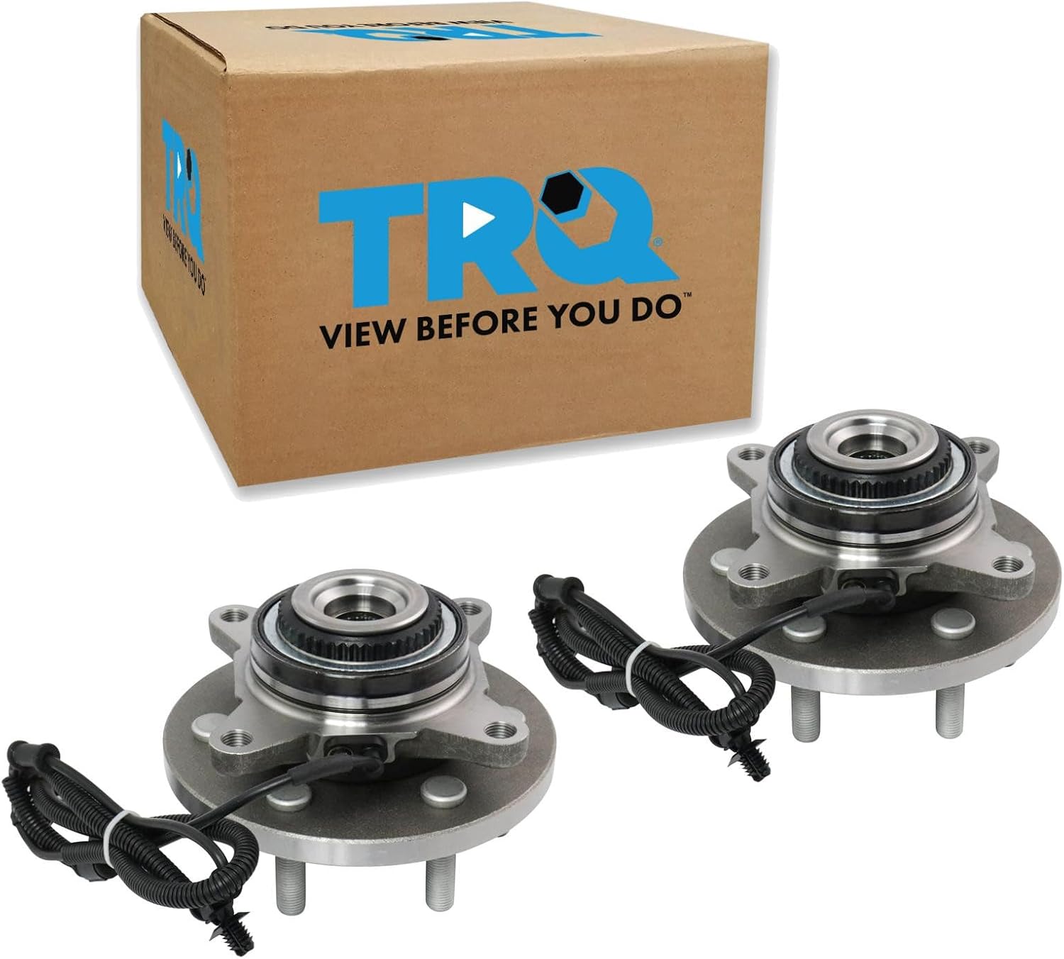 TRQ Front Left and Right Wheel Bearing and Hub Assembly 2 Piece Set for 4 Wheel Drive Models ONLY Compatible with 2015-2017 Ford F150 4x4