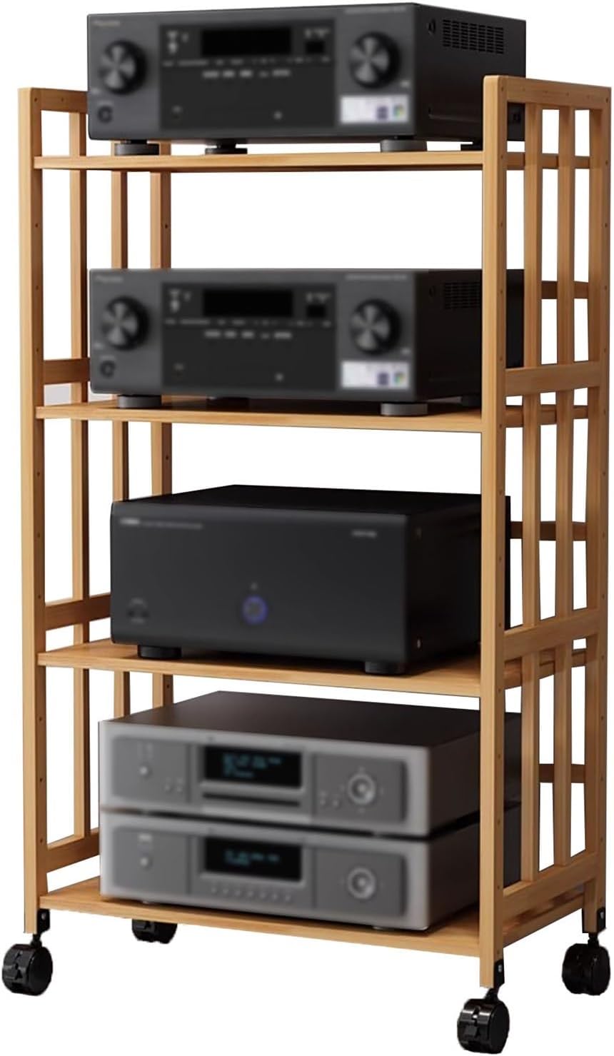 4-Tier HiFi Audio Rack - Adjustable Media Tower for DVD/Cd/Turntable Stereo Equipment - Perfect Entertainment Storage Unit for Living Room Office Or Corner-W-70cm-4 Tier