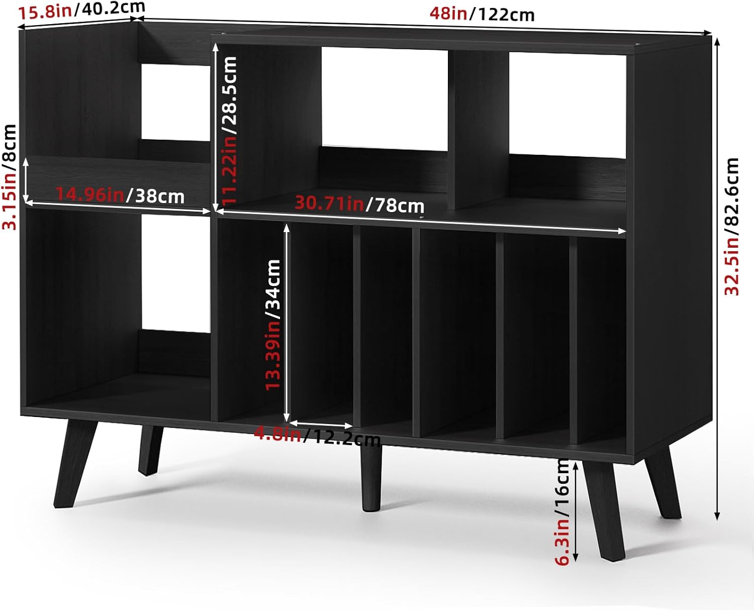 LELELINKY Large Record Player Stand, 48''Turntable Stand with Storage, Vinyl Record Holder with Display Area, Record Player Table Holds Up to 450 Albums, Record Stand for Music Room Living Room