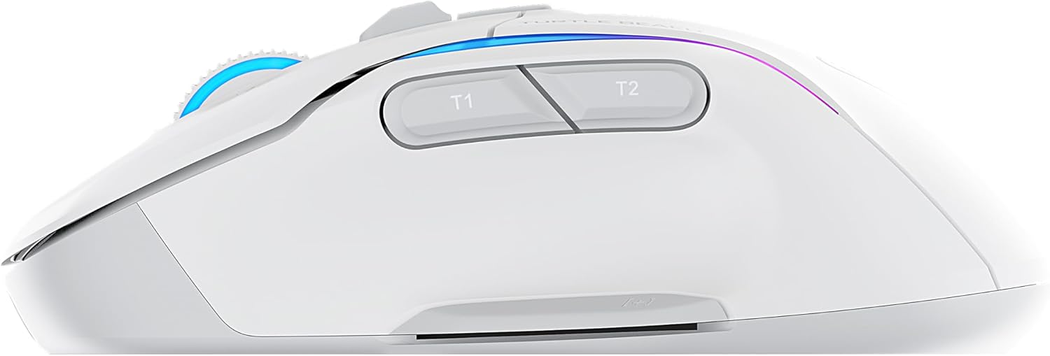Turtle Beach Kone II Air Wireless RGB Gaming Mouse, 350-Hr Rechargeable Battery, 26000 DPI Optical Sensor, 100M Click Optical Switches, 21 Customizable Inputs, Ergonomic, 4D Scroll Wheel– Arctic White