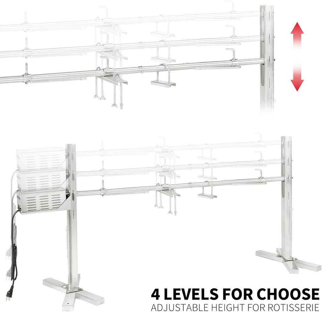Kendane Electric Rotisserie Grill Kit, 150LB Pig Spit Rotisserie Grill, Stainless Steel Tripod Stand, 52' Pig Lamb Hooded Roaster, Charcoal Spit with 30W Motor & Height Adjustable for Camping