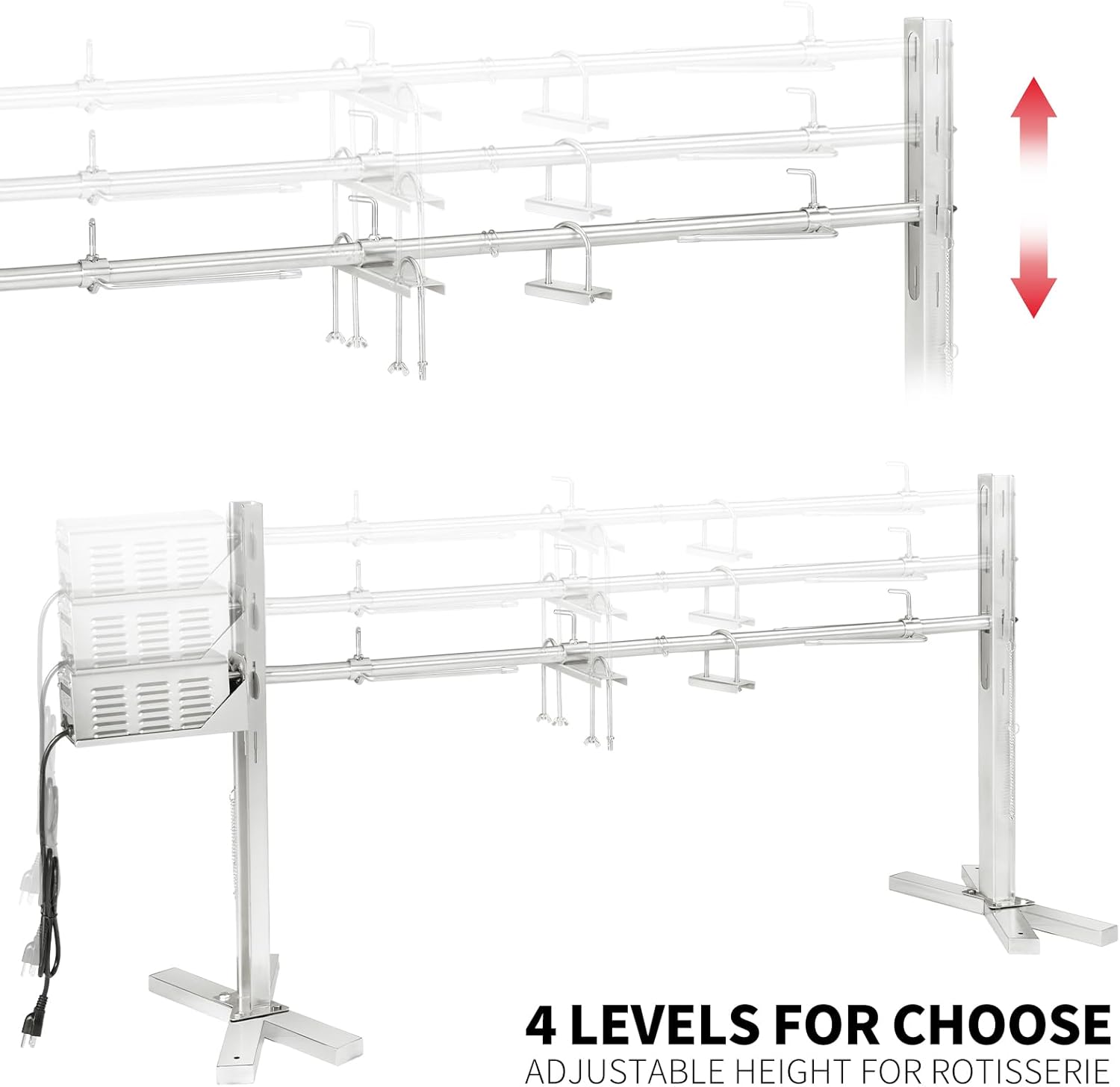 Kendane Electric Rotisserie Grill Kit, 150LB Pig Spit Rotisserie Grill, Stainless Steel Tripod Stand, 52' Pig Lamb Hooded Roaster, Charcoal Spit with 30W Motor & Height Adjustable for Camping