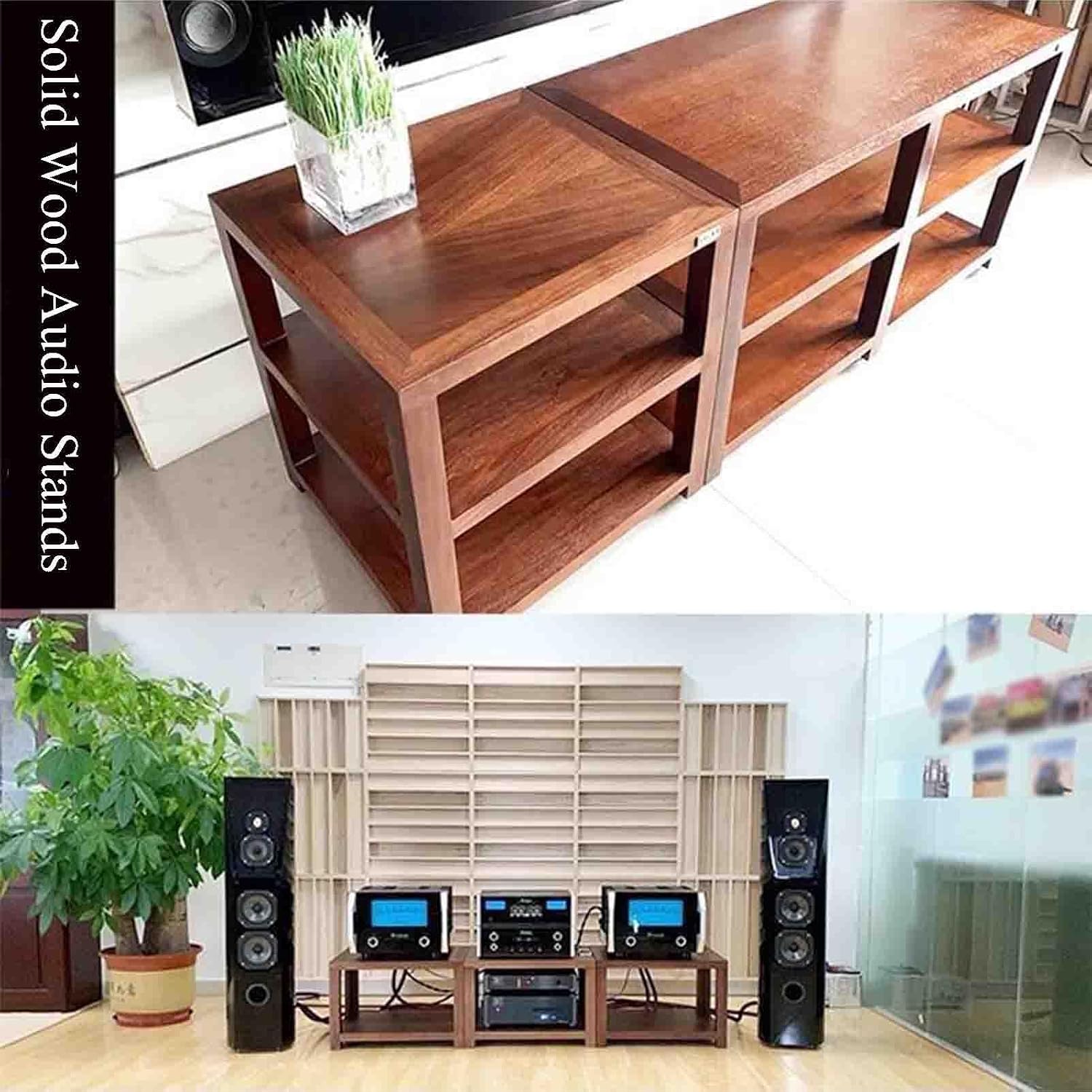 Home Audio Equipment Cabinet HiFi Audio Equipment Cabinet Multi-Functional Multi-Layer Audio Cabinet Solid Wood to Create a Strong Load-Bearing Safe and Durable (Color : Walnut Coloured, Size : 1st