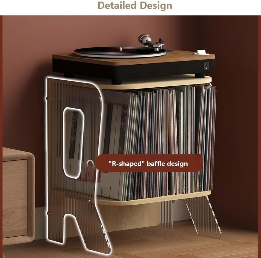 Modern Vinyl Record Player Stand LP Storage Cabinet with Acrylic Panels Turntable Shelf for Albums CDs Audio Equipment Long-Lasting