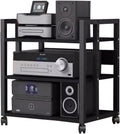 5/4/3/2-Tier AV Media Stand Vertical Storage Cabinet, Office Home Classroom Stereo Rack System Cabinet Adjustable, Mobile Audio Equipment Rack, Portable Record Player Amplifiers Shelf(3 Tier 58.5cm Ta